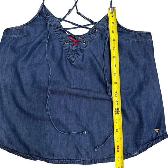 Guess Blue Lace-Up Top SZ Medium Adjustable Straps Made In India Cotton Blend - Picture 7 of 9